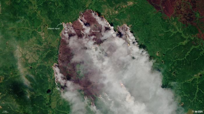 Imagen satelital de los incendios en Yakuti tomada el pasado 25 de julio, cuando el fuego había calcinado ya 1,5 millones de hectáreas.