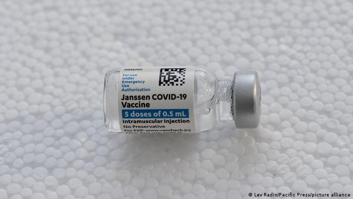 A vial of Johnson & Johnson's Janssen COVID-19 vaccine 