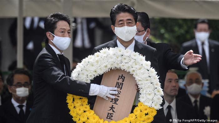 2019年8月长崎原子弹爆炸纪念日，安倍晋三