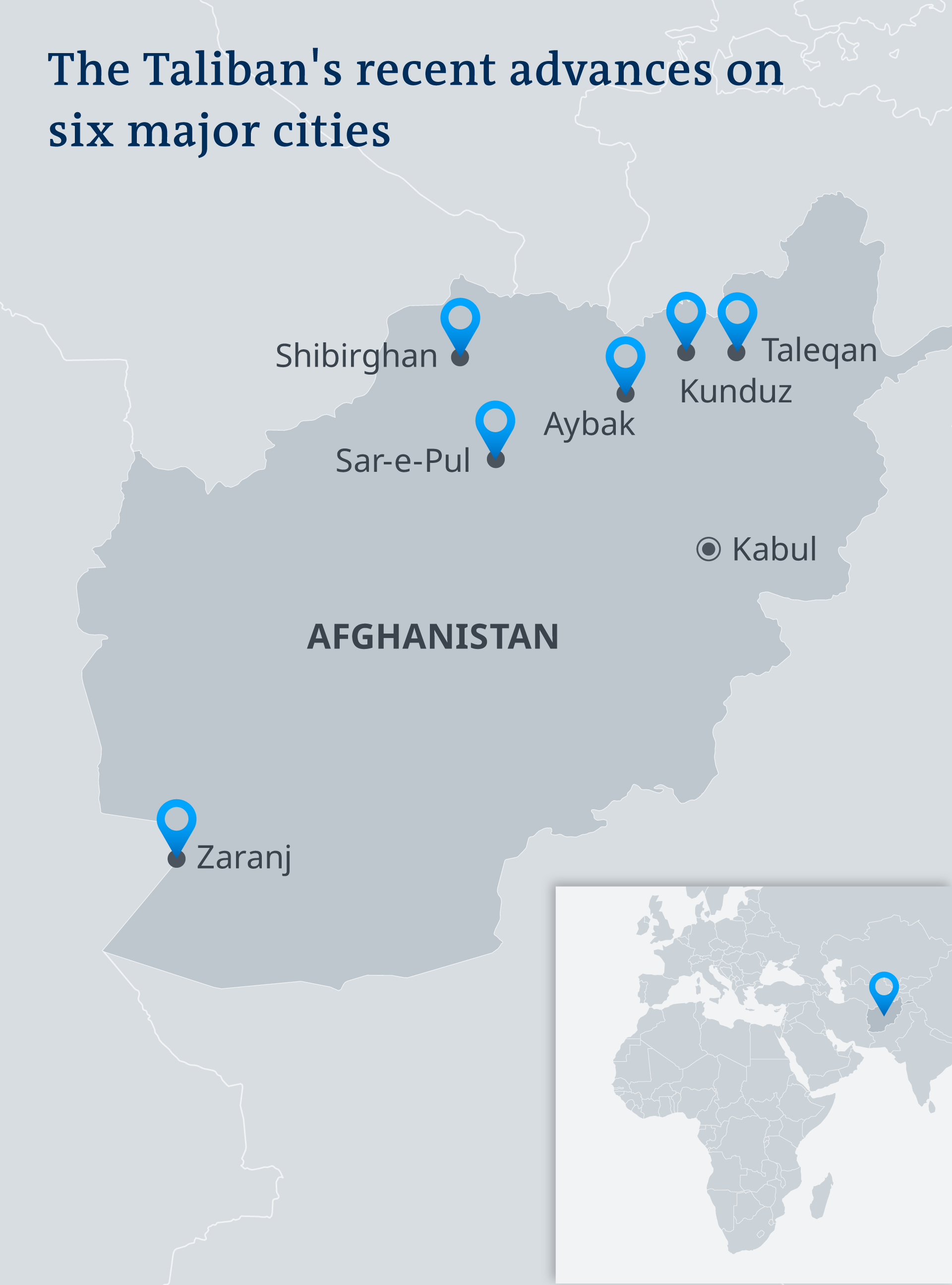 Map show territories taken by the Taliban