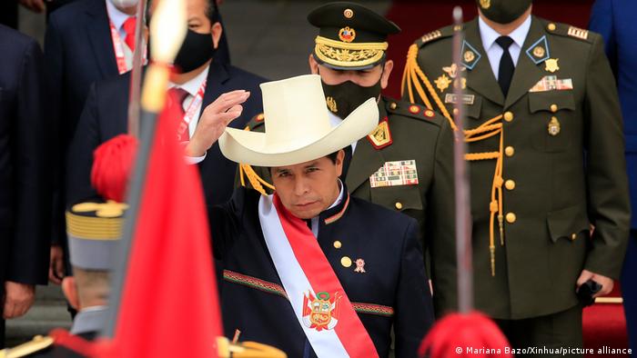 Pedro Castillo juró como presidente de Perú en jullio de 2021.