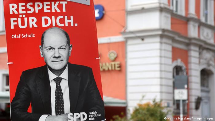 An election poster showing Olaf Scholz 