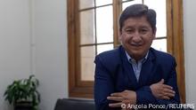 Peru's Prime Minister Guido Bellido poses for a picture after an interview with Reuters in Lima, Peru, August 7, 2021. REUTERS/Angela Ponce/File Photo
