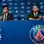Lionel Messi and Nasser Al-Khelaifi at a press conference