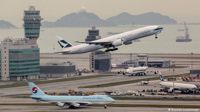 Hongkong Flughafen Flugzeug Abflug