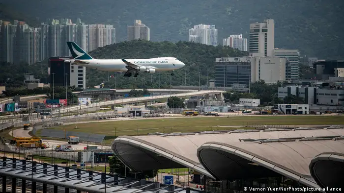 Hongkong Flughafen Flugzeug Landung