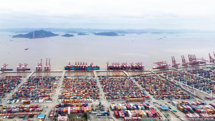 Aerial photo taken on March 3, 2021, shows a view at the Ningbo Zhoushan Port in Ningbo, east China's Zhejiang Province