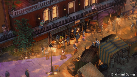 Screenshot aus dem Spiel Desperados III (2020) zeigt Menschen auf einem Markt