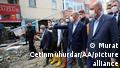 KASTAMONU, TURKEY - AUGUST 13: (----EDITORIAL USE ONLY Äì MANDATORY CREDIT - TURKISH PRESIDENCY / MURAT CETINMUHURDAR / HANDOUT - NO MARKETING NO ADVERTISING CAMPAIGNS - DISTRIBUTED AS A SERVICE TO CLIENTS----) Turkish President Recep Tayyip Erdogan inspects the flood-hit areas in Bozkurt district of Kastamonu, Turkey on August 13, 2021. Turkish Presidency / Murat Cetinmuhurdar / Handout / Anadolu Agency
