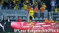 Soccer Football - Bundesliga - Borussia Dortmund v Eintracht Frankfurt - Signal Iduna Park, Dortmund, Germany - August 14, 2021 Borussia Dortmund's Erling Haaland celebrates scoring their third goal REUTERS/Leon Kuegeler DFL regulations prohibit any use of photographs as image sequences and/or quasi-video.