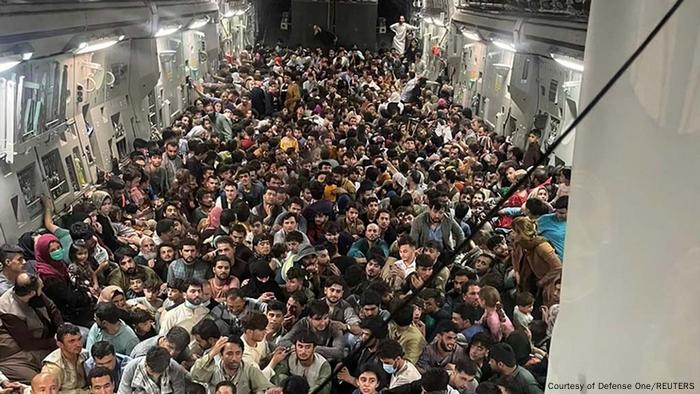 People on board a US Air Force plane