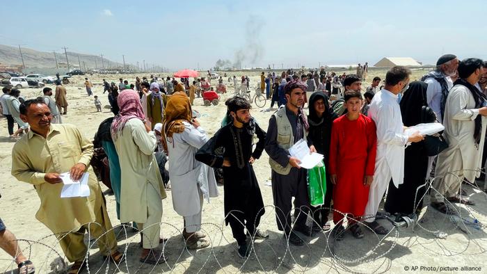 People gathering outside Kabul airport