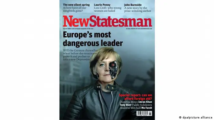 Angela Merkel on the cover of the New Statesman as Terminator.