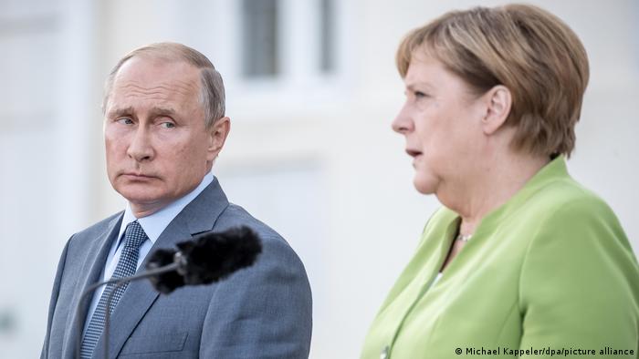 Wladimir Putin und Angela Merkel, im Jahr 2018. Wladimir Putin und Angela Merkel, im Jahr 2018.