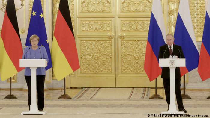 Пресс-конференция Путина и Меркель во время ее прощального визита в Россию, 20 августа 2021 года