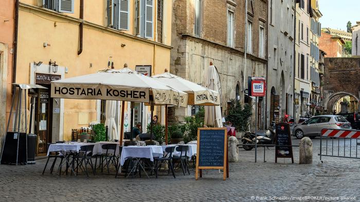 Außenaufnahme eines Koscheren Restaurants in Rom.