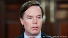FILE - In this Jan. 18, 2008, file photo, Nicholas Burns announces his retirement at the State Department in Washington. President Joe Biden is nominating longtime former senior State Department official Nicholas Burns to serve as his ambassador to China. (AP Photo/Gerald Herbert, File)