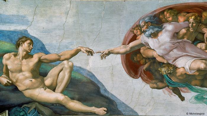 Michelangelos Fresko Die Erschaffung Adams in der Sixtinische Kapelle in Rom