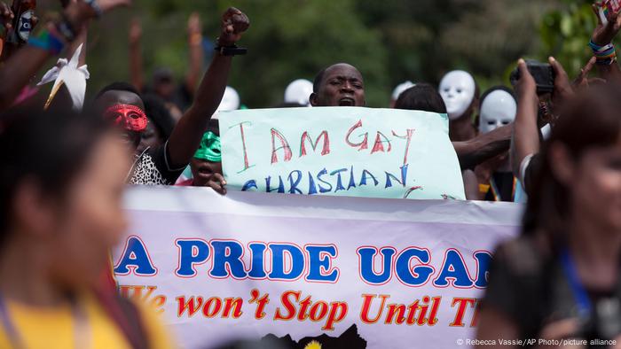 People holding banners