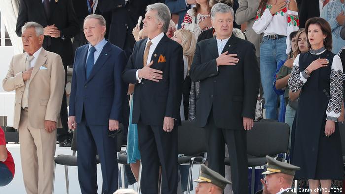 Колишні президенти України Леонід Кучма, Віктор Ющенко та Петро Порошенко