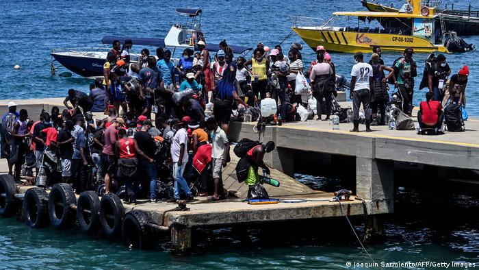 Stranded migrants from Cuba, Haiti and several African