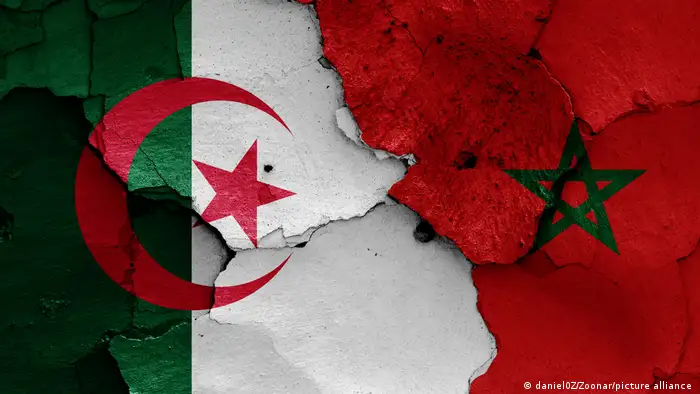  صورة رمزية مركبة لعلمي الجزائر والمغرب.