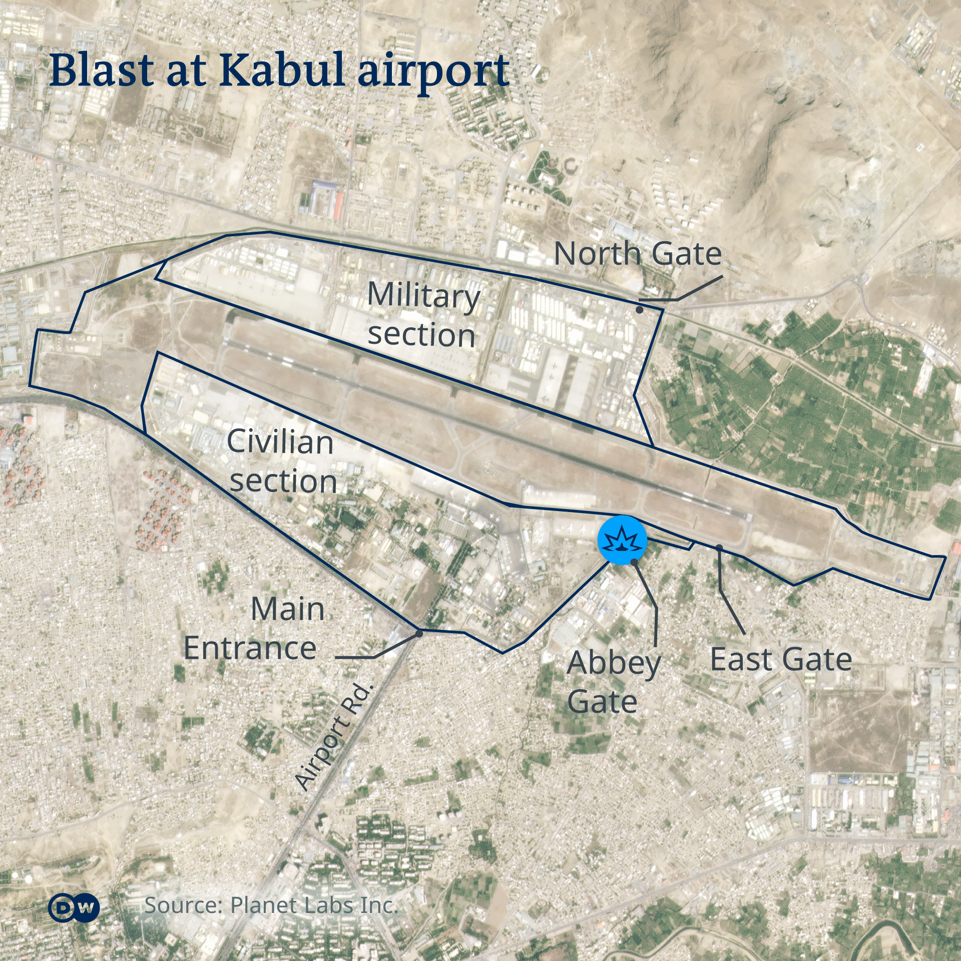 Karte Infografik Kabul Flughafen EN