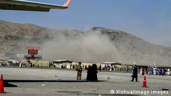 Smoke is seen at Kabul airport