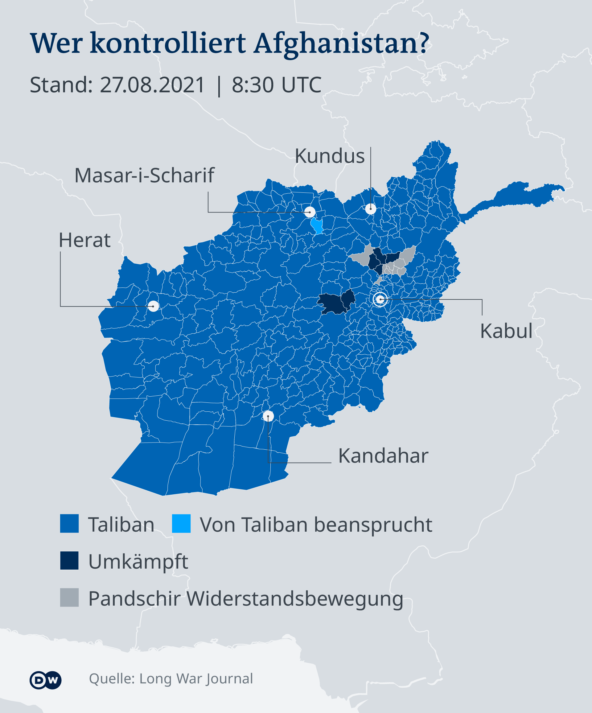 Infografik Wer kontrolliert Afghanistan 27.8.2021 DE Infografik Wer kontrolliert Afghanistan 27.8.2021 DE