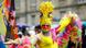 Colgone Pride parade participant wears rainbow face mask Colgone Pride parade participant wears rainbow face mask