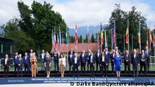 European Union foreign ministers pose for a group photo during a meeting of EU foreign ministers at the Brdo Congress Center in Kranj, Slovenia, Friday, Sept. 3, 2021. European Union officials listed Friday a set of conditions to the Taliban including the respect of human rights and rule of law that should define the level of engagement the 27-nation bloc will develop with the new Afghanistan rulers. (AP Photo/Darko Bandic)