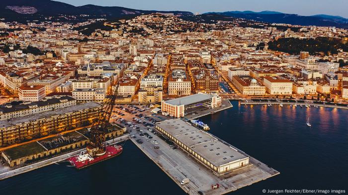 Aerial view of Trieste, Italy.