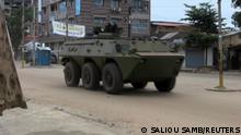 An army vehicle is seen at Kaloum neighbourhood during an uprising by special forces in Conakry, Guinea September 5, 2021. REUTERS/Saliou Samb NO RESALES. NO ARCHIVES