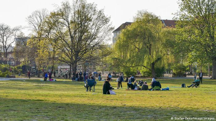 People sitting on the grass in Wilmersdorf Park