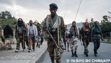 Rebels that are pro-TPLF (Tigray People's Liberation Front) arrive after eight hours of walking in Mekele, the capital of Tigray region