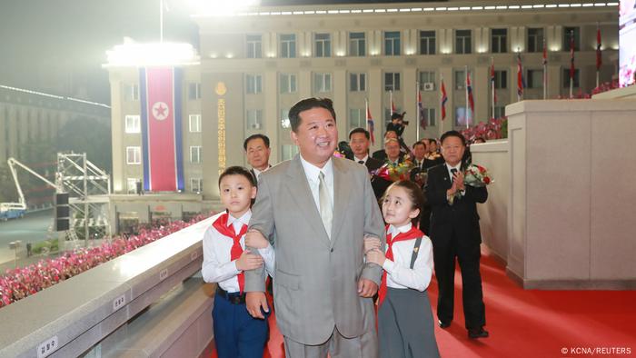 North Korea leader Kim Jong Un attends a paramilitary parade held to mark the 73rd founding anniversary of the republic at Kim Il Sung square in Pyongyang in this undated image supplied by North Korea's Korean Central News Agency on September 9, 2021