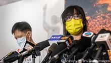 HONG KONG, CHINA - SEPTEMBER 05: Hong Kong Alliance in Support of Patriotic Democratic Movements of China vice-chairwoman Chow Hang-tung speaks during a press conference on September 5, 2021 in Hong Kong, China. The alliance behind Hong Kong's annual 04 June Tiananmen Square vigil announced that it will not comply with a national security police request to give over details of its membership and funding sources. (Photo by Anthony Kwan/Getty Images)