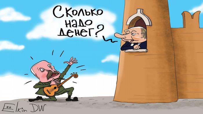 Caricature von Sergei Elkin |  Treffen Lukashenko and Putin