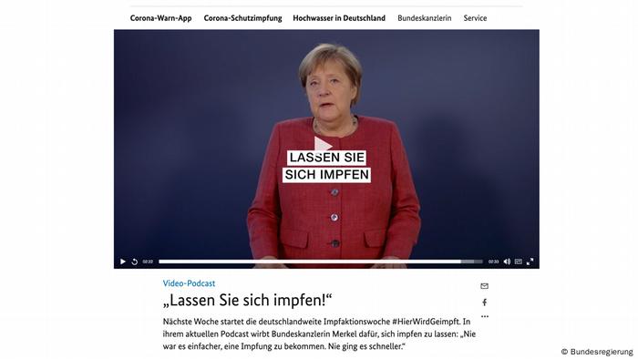 La chancelière allemande Angela Merkel lance un appel au public allemand via un podcast vidéo