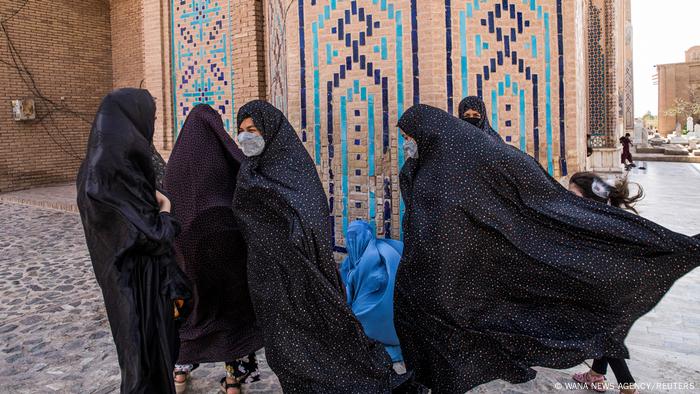 Afghan women in front of a mosque in Herat