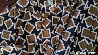 A geometrical patterned silk suit