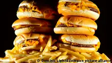Junk food advertising. File photo dated 09/07/14 of a pile of cheeseburgers and french fries, as teenagers are more than twice as likely to be obese if they can remember seeing a junk food advert every day, according to a report. Issue date: Thursday March 15, 2018. Cancer Research UK found the obesity risk doubled for teens who could recall seeing such campaigns on any advertising platform every day compared with those who could not remember seeing any in the last month. See PA story CONSUMER JunkFood. Photo credit should read: Dominic Lipinski/PA Wire URN:35529016