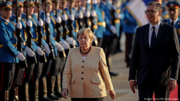 Former German Chancellor Angela Merkel during her farewell visit to Serbia in September 2021