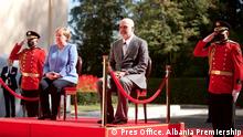 German Chancellor Angela Merkel was received today in Tirana with an official ceremony in Tirana
