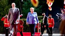German Chancellor Angela Merkel was received today in Tirana with an official ceremony in Tirana
