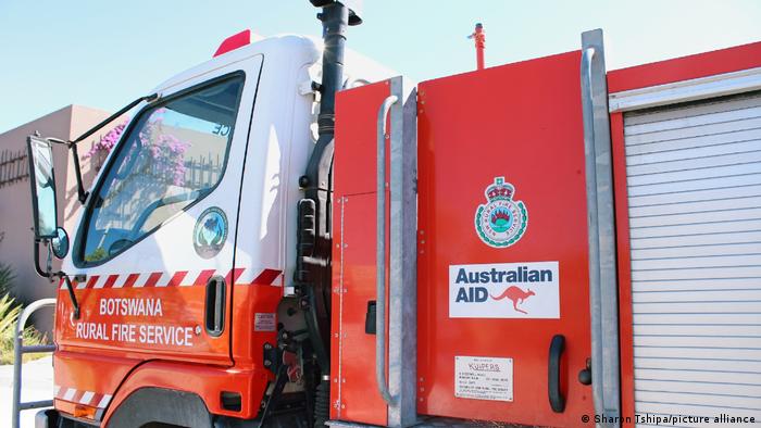 A fire truck donated to Botswana by the government of Australia seen after being exhibited during the 7th National Fire Management Conference