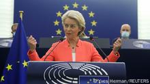 Ursula von der Leyen speaks at the EU Parlament