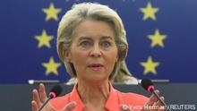 Ursula von der Leyen addressing the EU Parlament