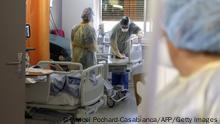 03.08.2021
Medical staff members disinfect a room of a unit dedicated to patients infected with Covid-19 at the hospital of Bastia on the French Mediterranean island of Corsica on August 5, 2021. - Health officials in France on August 3, 2021, activated an emergency plan on the Mediterranean island of Corsica as a fourth wave of Covid infections spread across the country. (Photo by Pascal POCHARD-CASABIANCA / AFP) (Photo by PASCAL POCHARD-CASABIANCA/AFP via Getty Images)