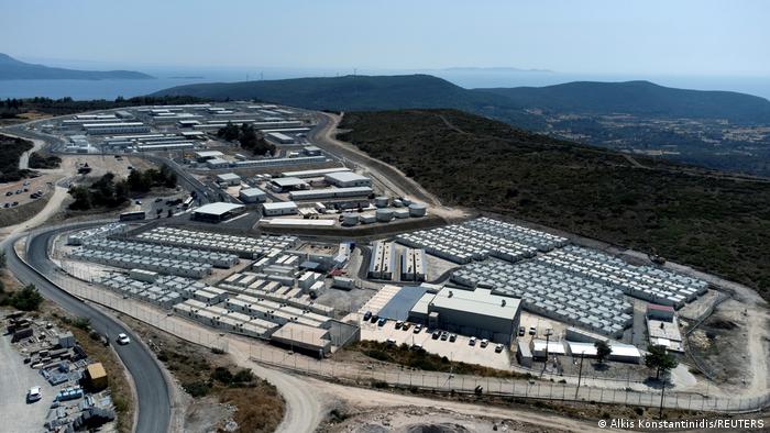 View of new migrant camp on Samos